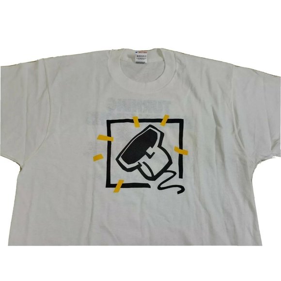 VTG 90's Logitech Scanman PROMO Computer Clip Art Mens LARGE T Shirt Graphic Tee - Picture 1 of 8